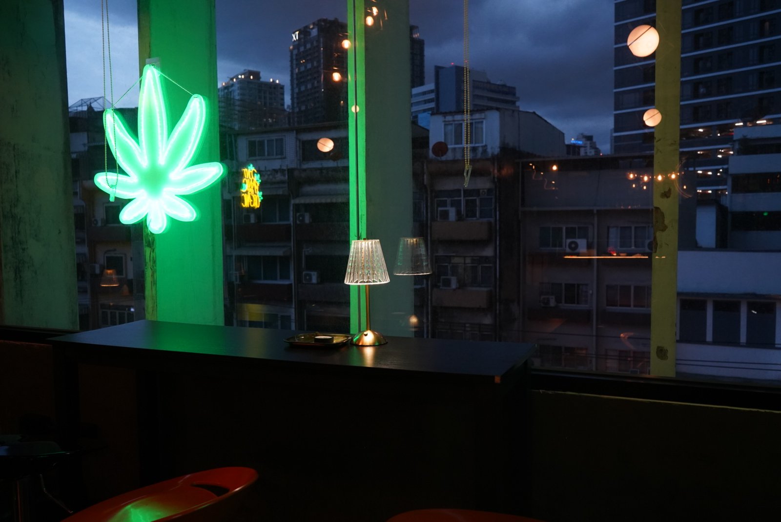 Cannabis neon city view